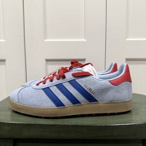 New Adidas Gazelle Spikeless Golf 'Clear Sky Scarlet' Shoes Blue Size 10 IH8553